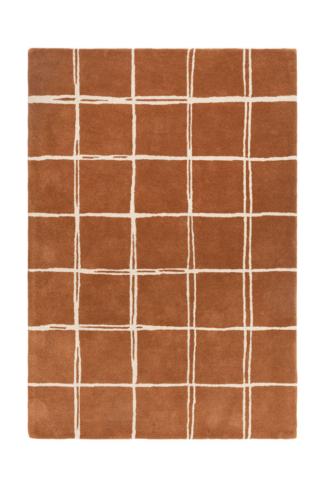 Tapis Albany Grid couleur rouille - Disponible en 3 tailles