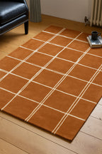 Tapis Albany Grid couleur rouille - Disponible en 3 tailles
