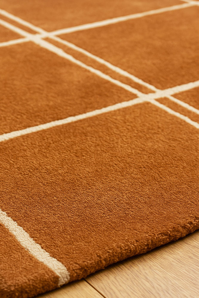 Tapis Albany Grid couleur rouille - Disponible en 3 tailles