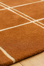 Tapis Albany Grid couleur rouille - Disponible en 3 tailles