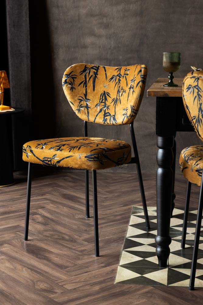 Lot de 2 chaises de salle à manger en velours de bambou