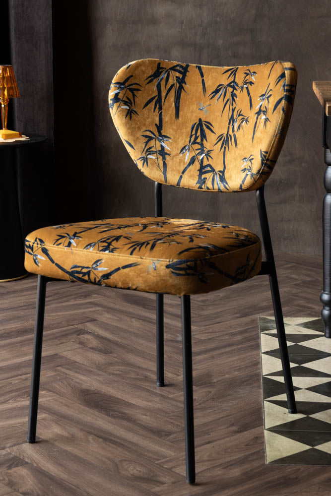 Lot de 2 chaises de salle à manger en velours de bambou