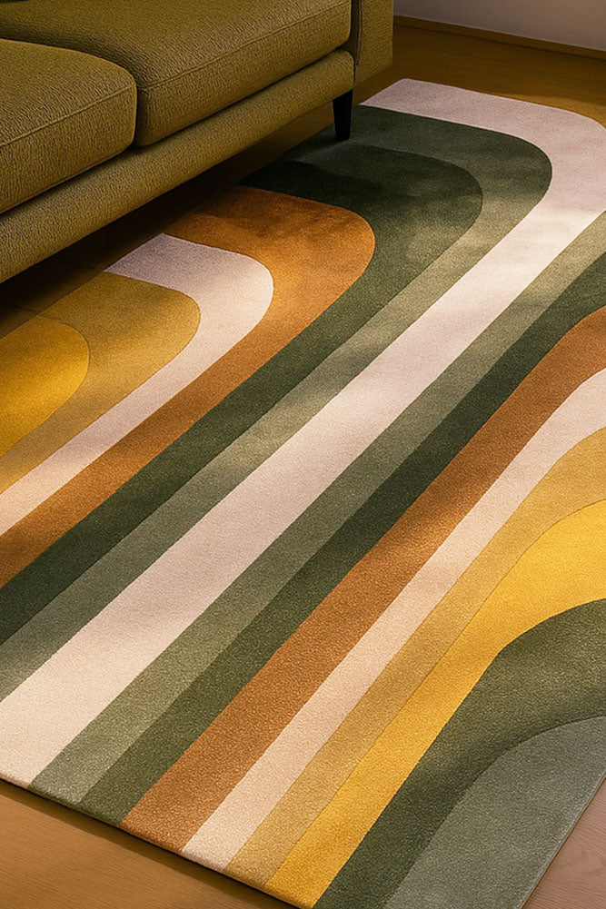 Le tapis rétro Romy vert - Disponible en 3 tailles