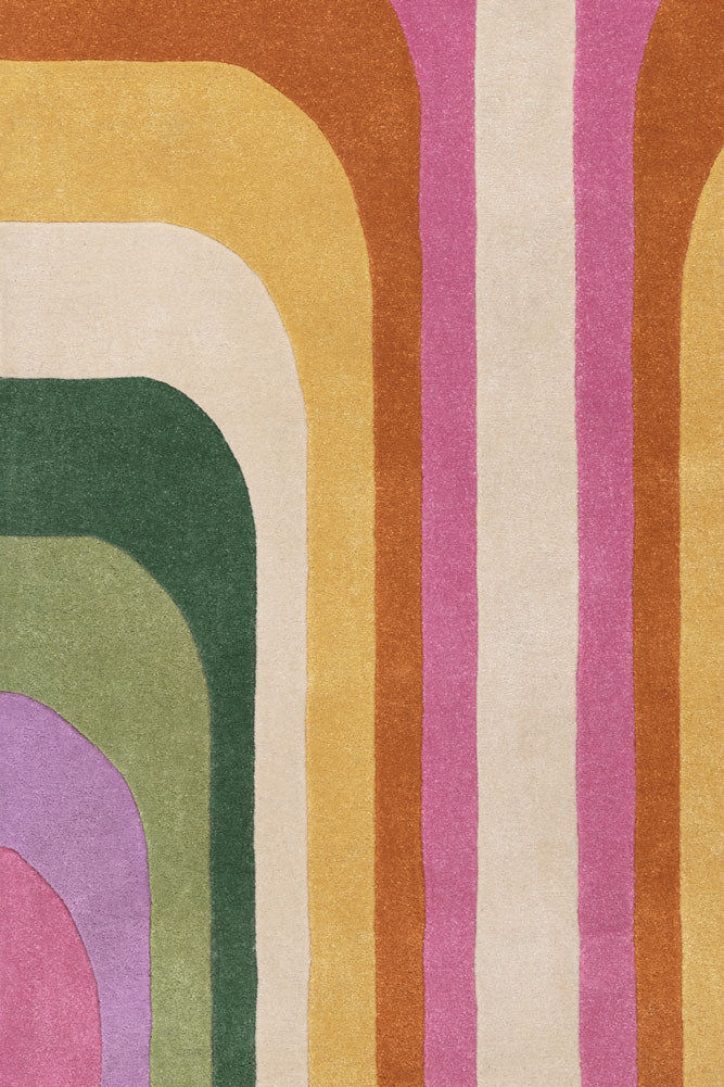 Le tapis rétro Romy rose - Disponible en 3 tailles