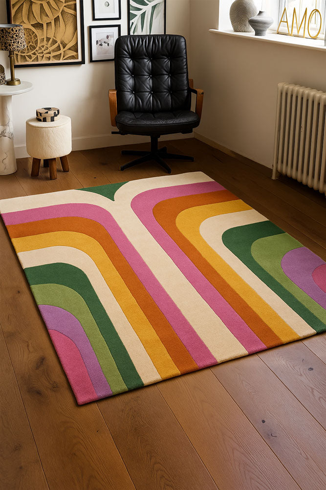 Le tapis rétro Romy rose - Disponible en 3 tailles