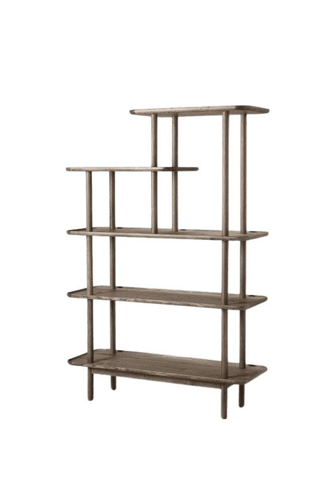 Vitrine à plusieurs niveaux en chêne gris