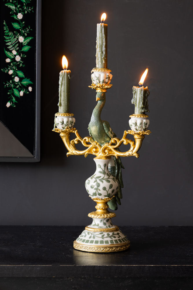 Bougeoir paon doré vintage