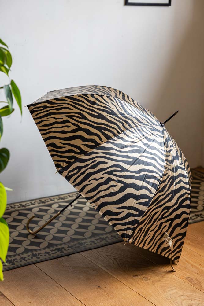 Parapluie à imprimé zèbre doré métallisé