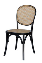 Chaise de salle à manger en bois noir et canne tressée Chez Pitou