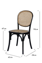 Chaise de salle à manger en bois noir et canne tressée Chez Pitou